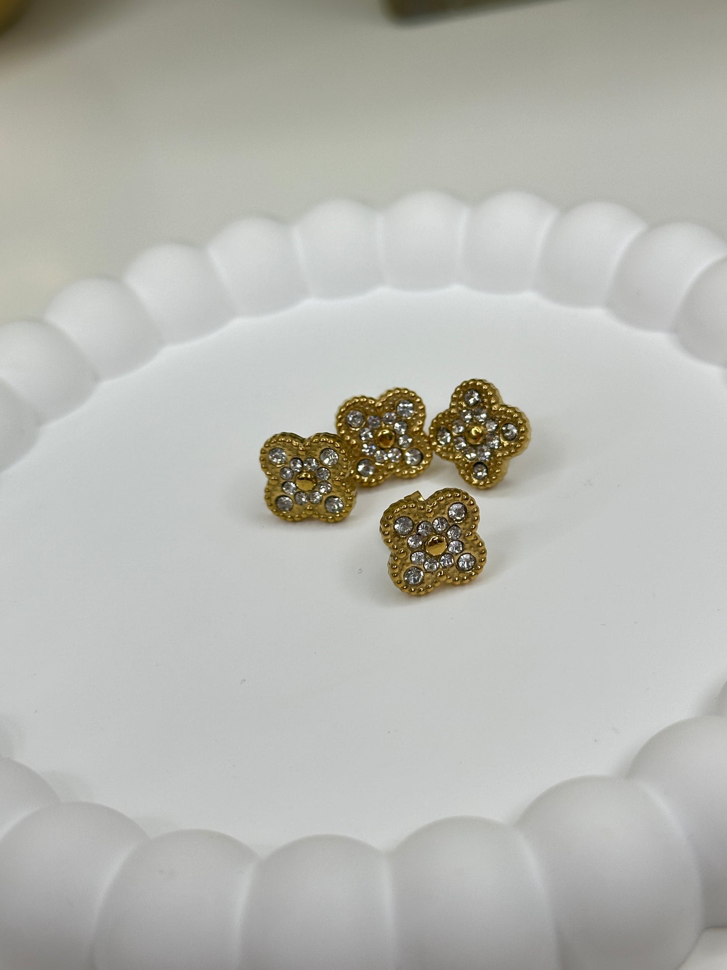 Aretes de Trébol Oro con Cristales