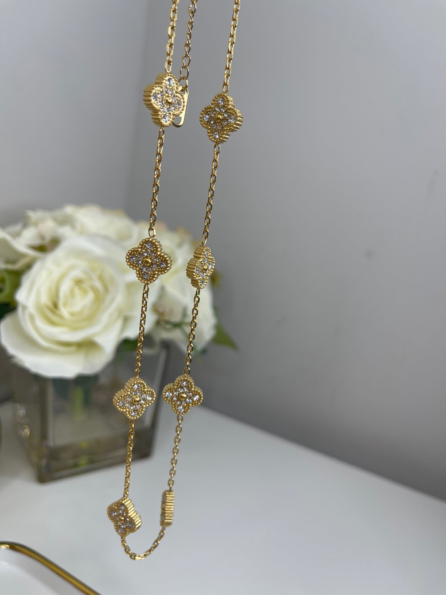 Clover Nacklace Oro con Cristales