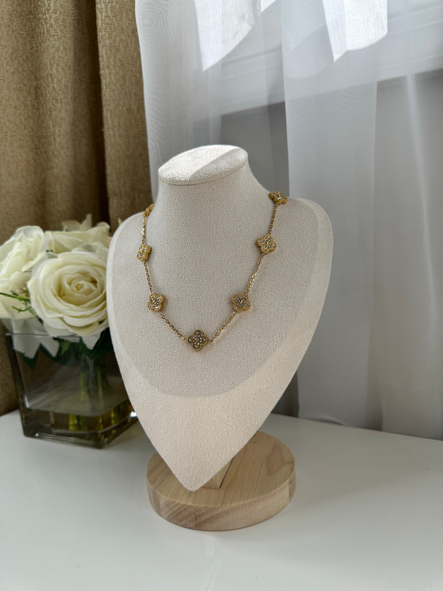 Clover Nacklace Oro con Cristales