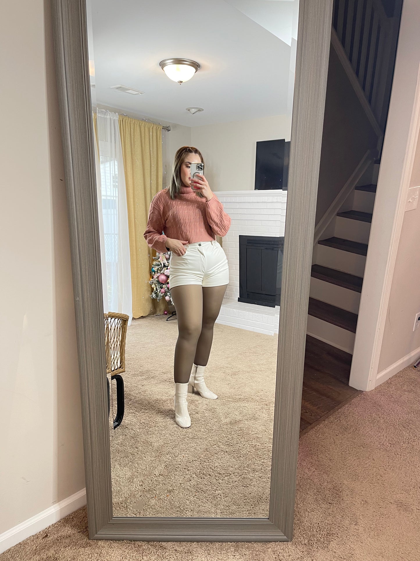 Karen Leather Short Blanco