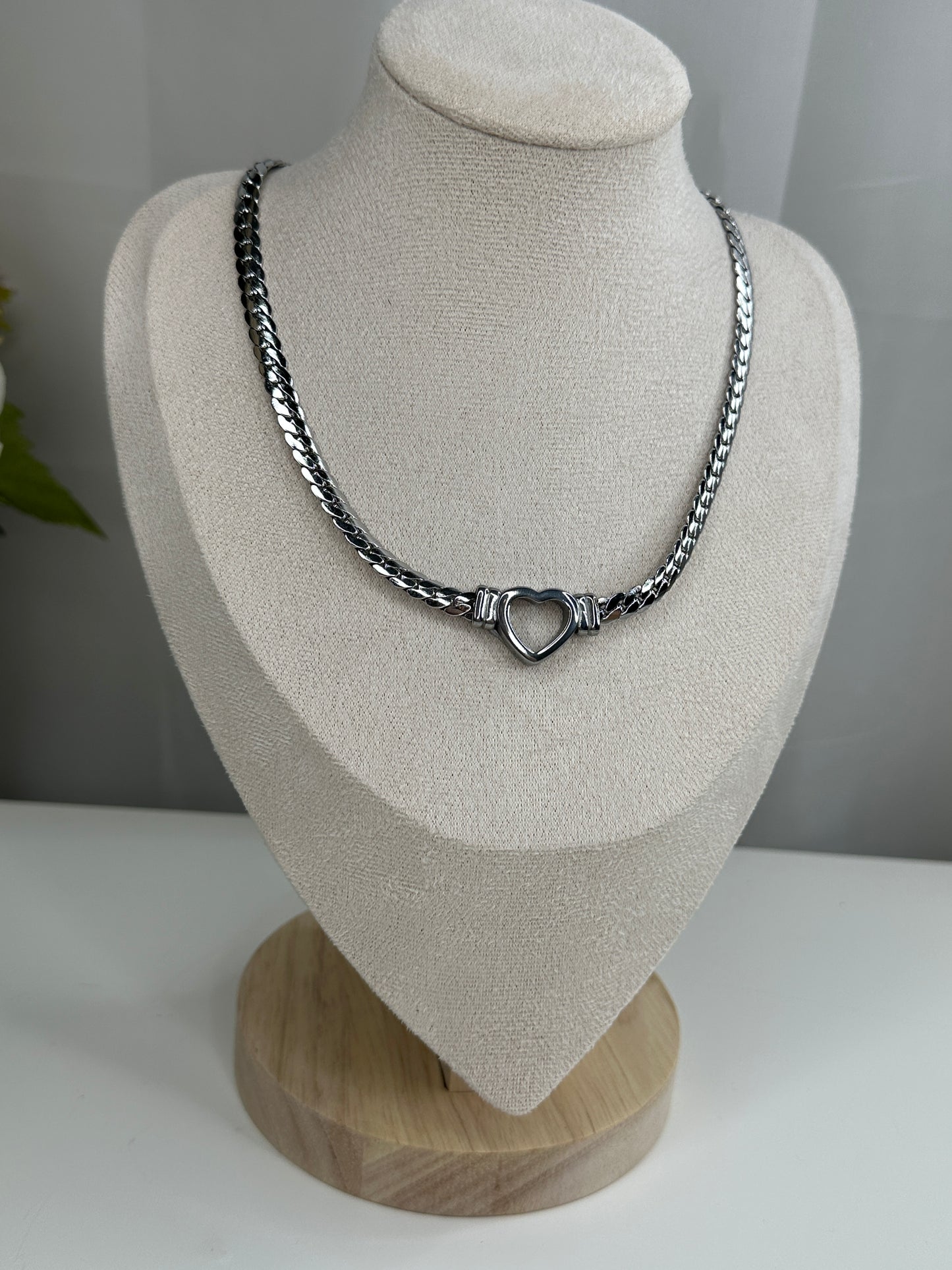 Set de Chocker Corazón Silver