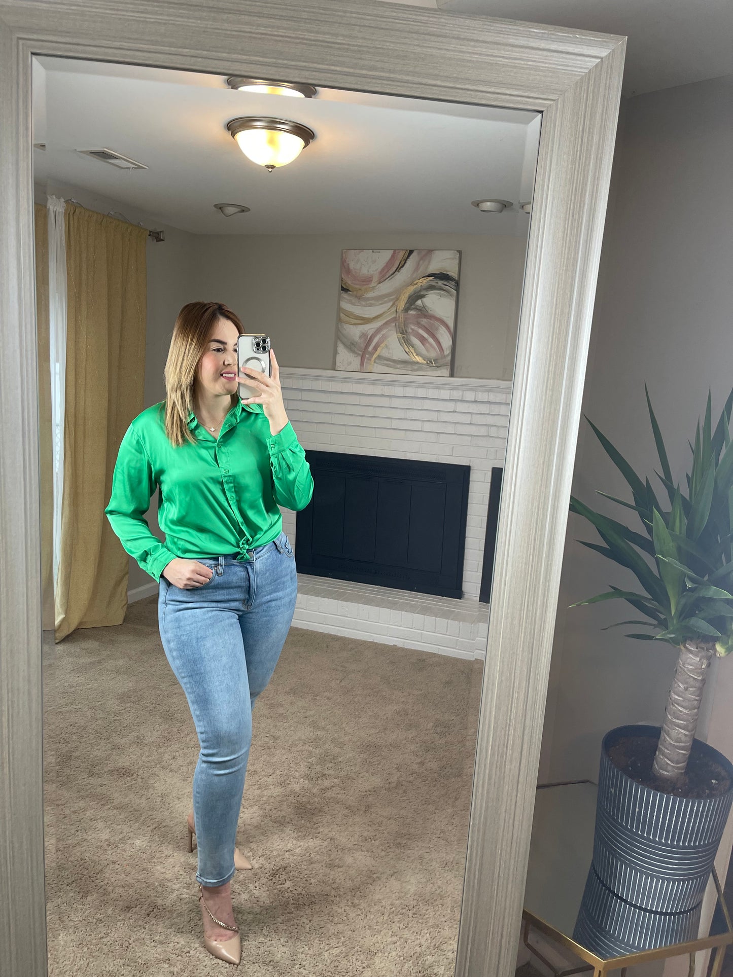 Coquete Satin Top - Verde