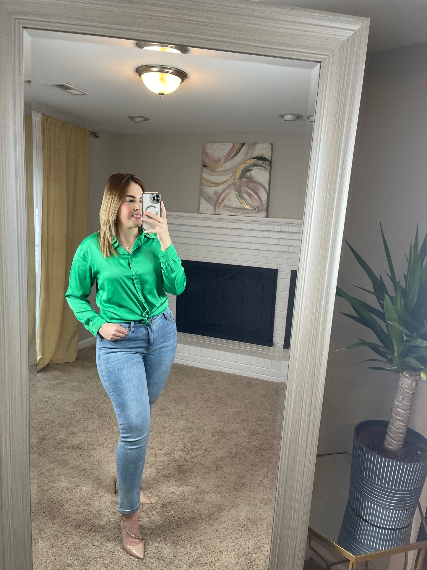 Coquete Satin Top - Verde