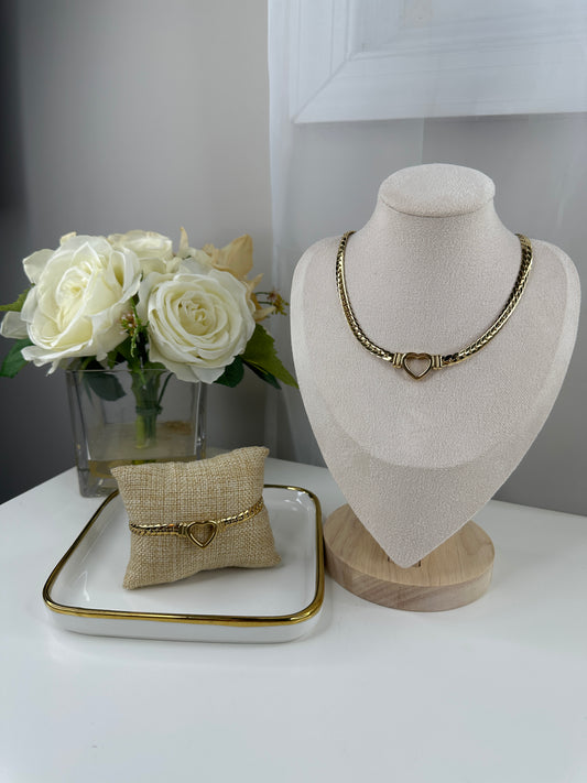 Set de Chocker Corazón Oro