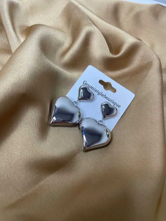 Aretes de Corazón Plata